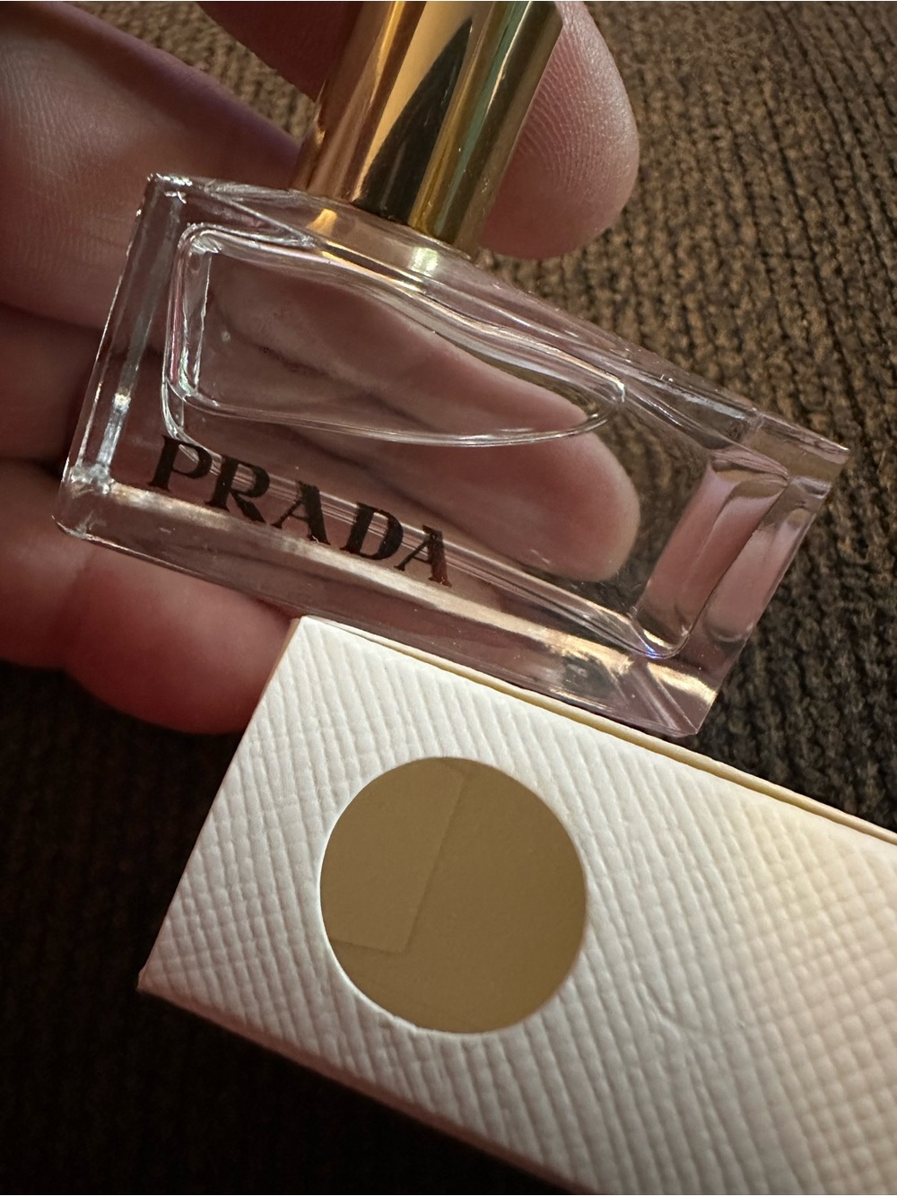 Prada L'EAU AMBRÉE Perfume Bottle — White & Gold Accents - Picture 2 of 7